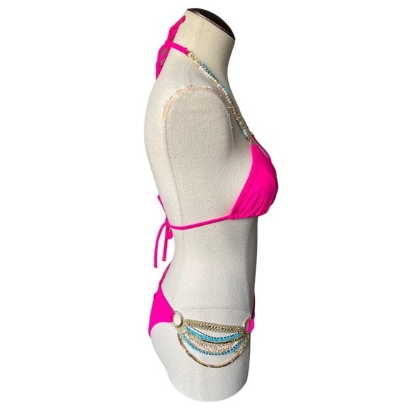 NWT Beach Bunny Sierra Bikini Set - Triangle Top & Skimpy Bottom in Neon Pink - Picture 8 of 16